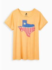 Plus Size Classic Fit Ringer Tee - Willie Nelson Mustard Yellow, MINERAL YELLOW, hi-res