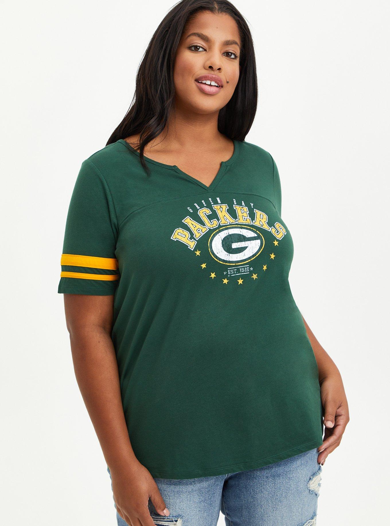 Plus Size - Classic Fit Football Tee - Green Bay Packers Green - Torrid