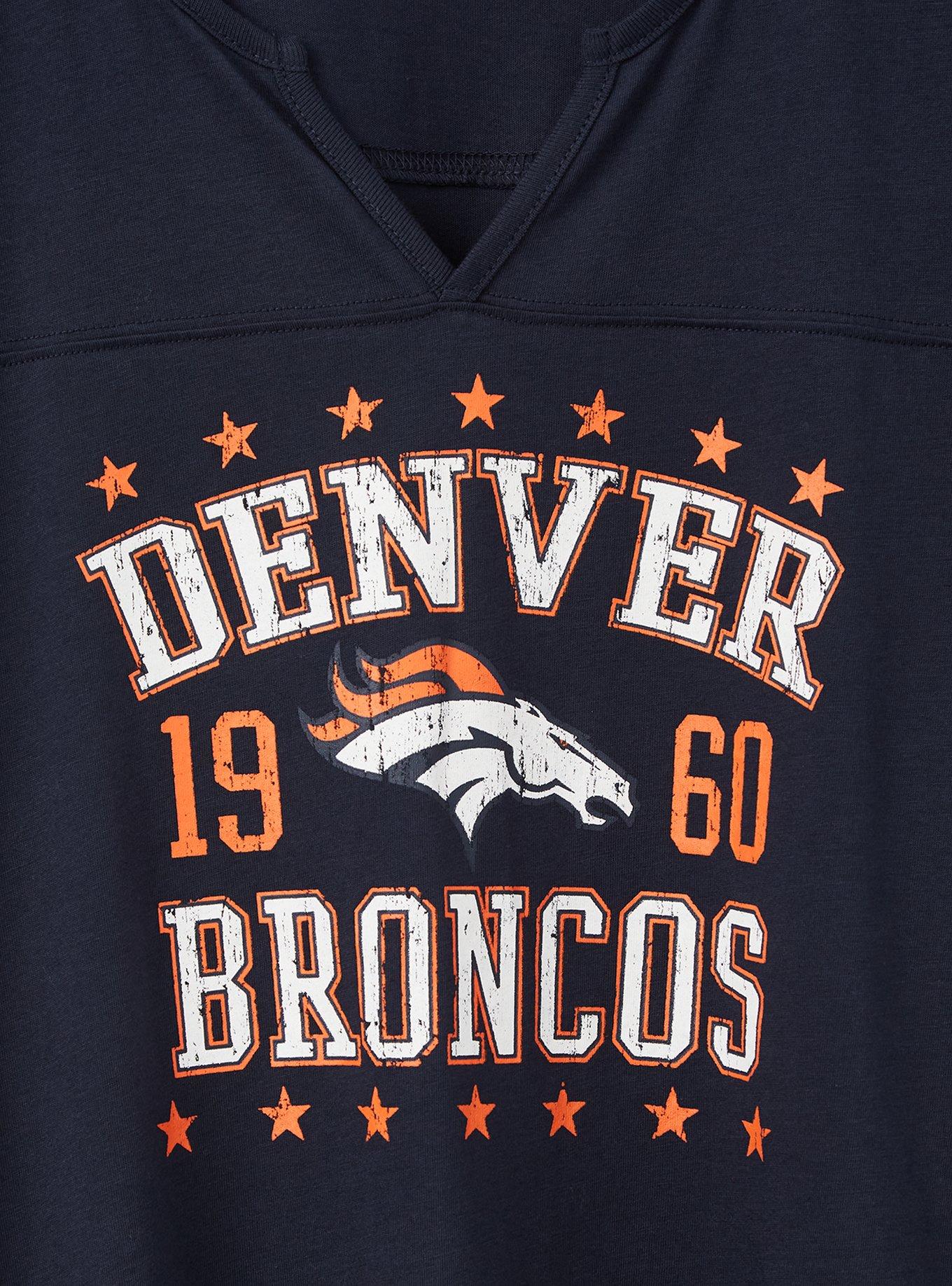 Plus Size - NFL Denver Broncos Blue V-Neck Football Tee - Torrid