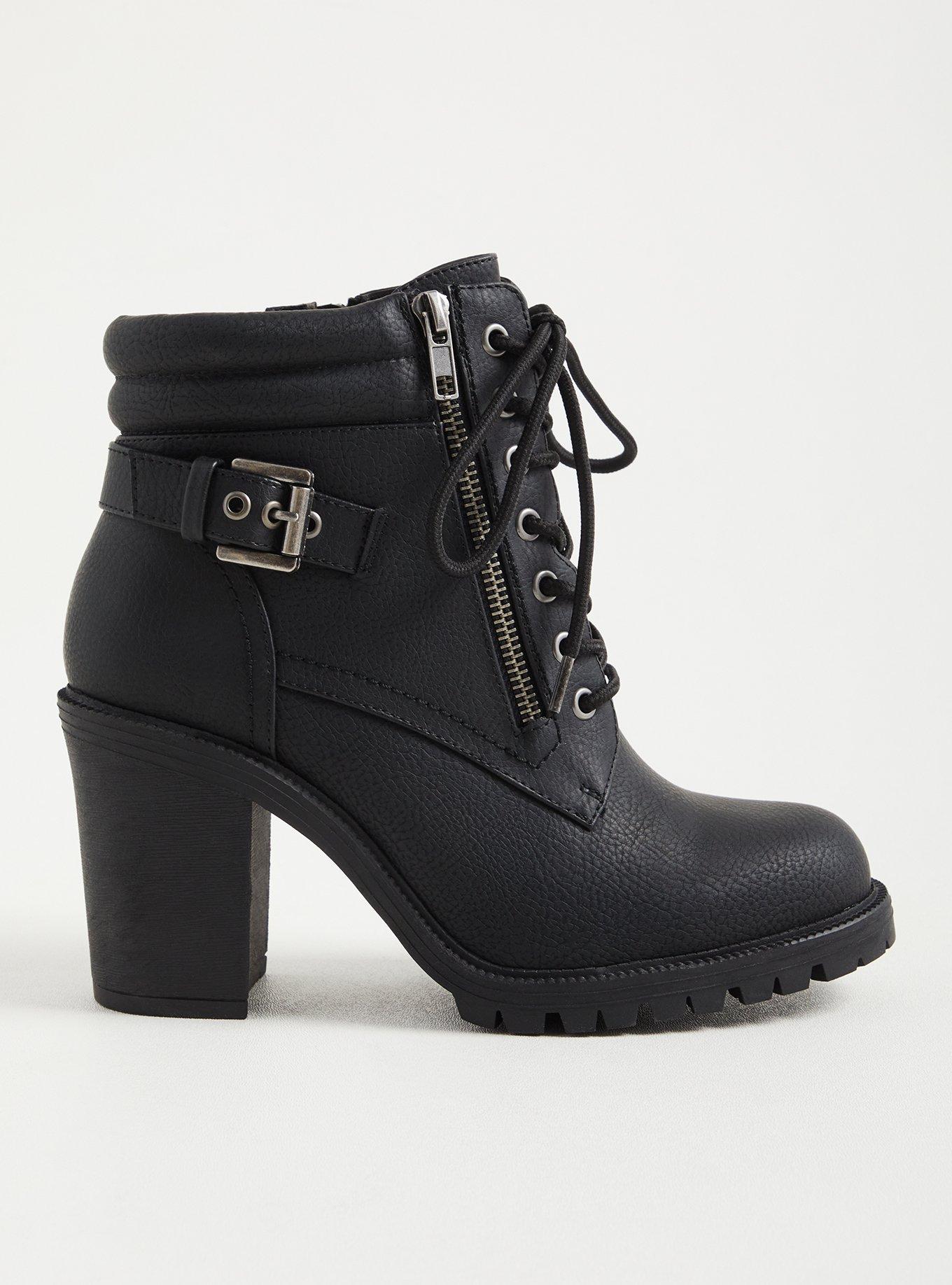 Faux Leather Lace-Up Hiker - Black (WW), , hi-res