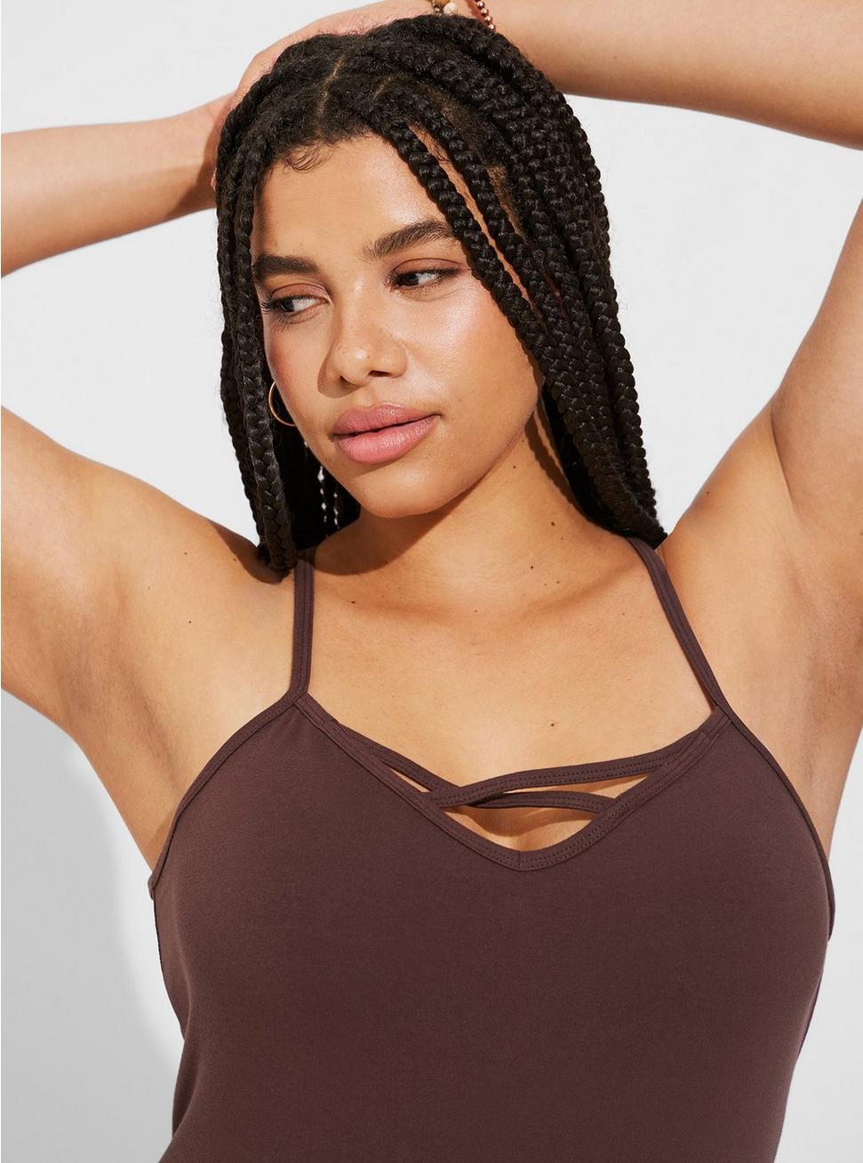 Plus Size Foxy Strappy Front And Back Racerback Cami, PUCE, alternate