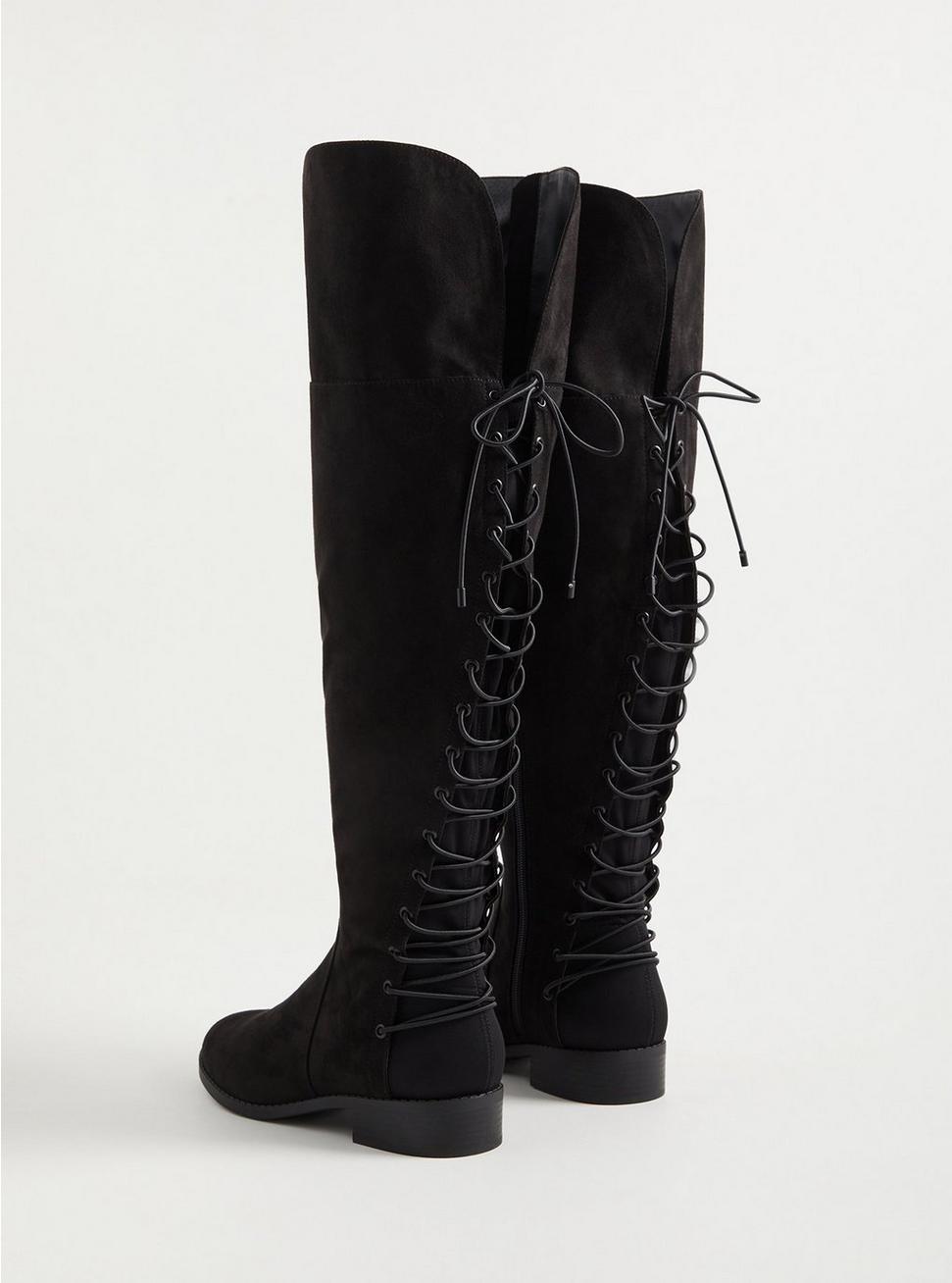 Lace-Up Over The Knee Boot (WW), BLACK, alternate