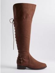 Lace-Up Over The Knee Boot (WW), BROWN, alternate