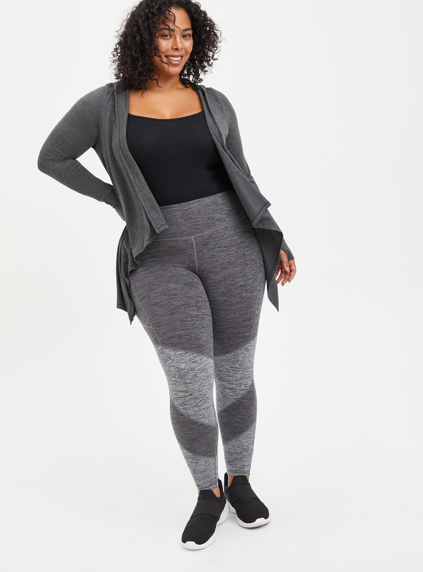 Plus Size Super Soft Cardigan Drape Front, CHARCOAL GREY, alternate