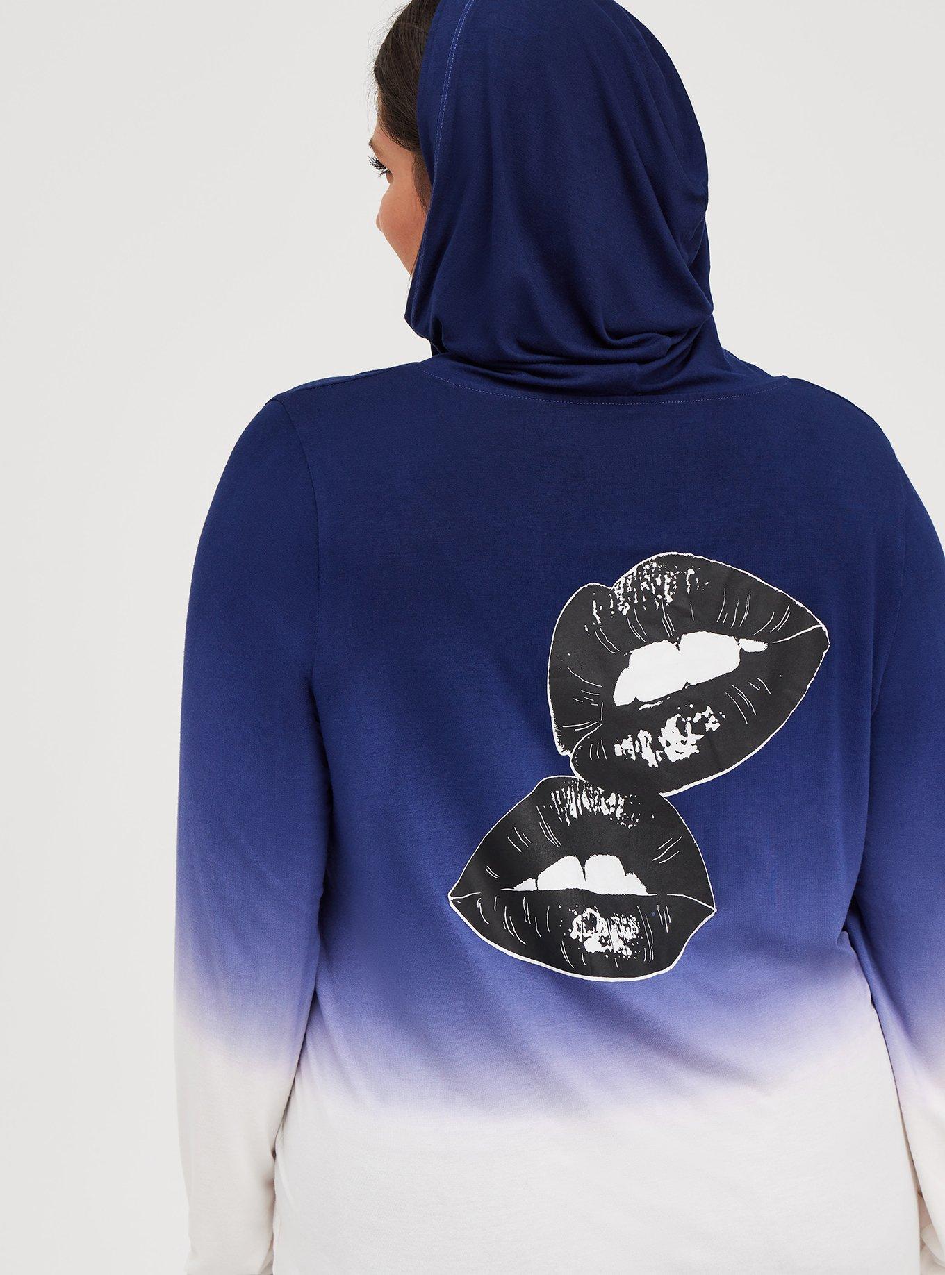 Hoodie - Super Soft Lips Tie Dye Navy, PEACOAT, alternate