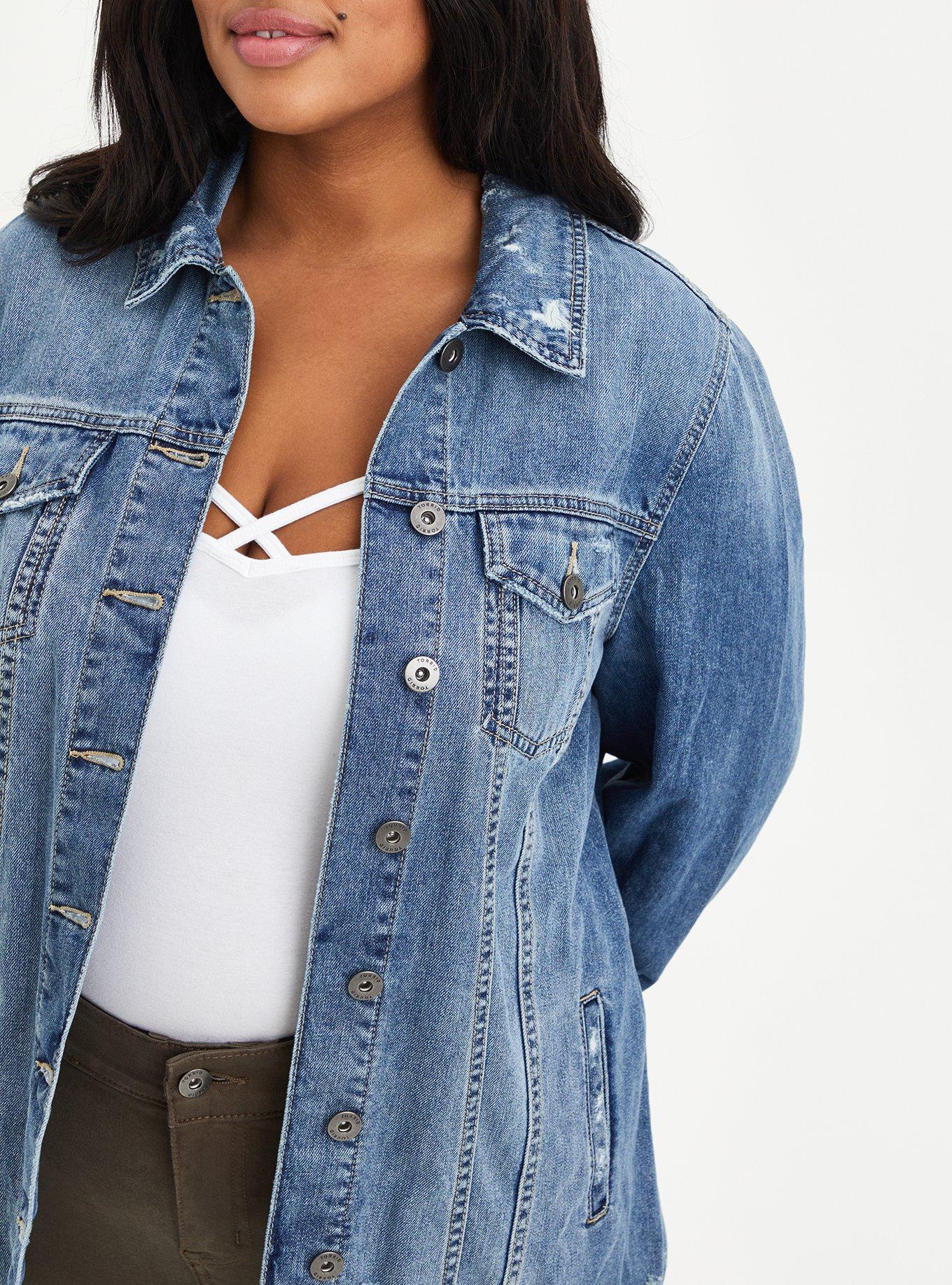 Womens longline denim clearance jacket