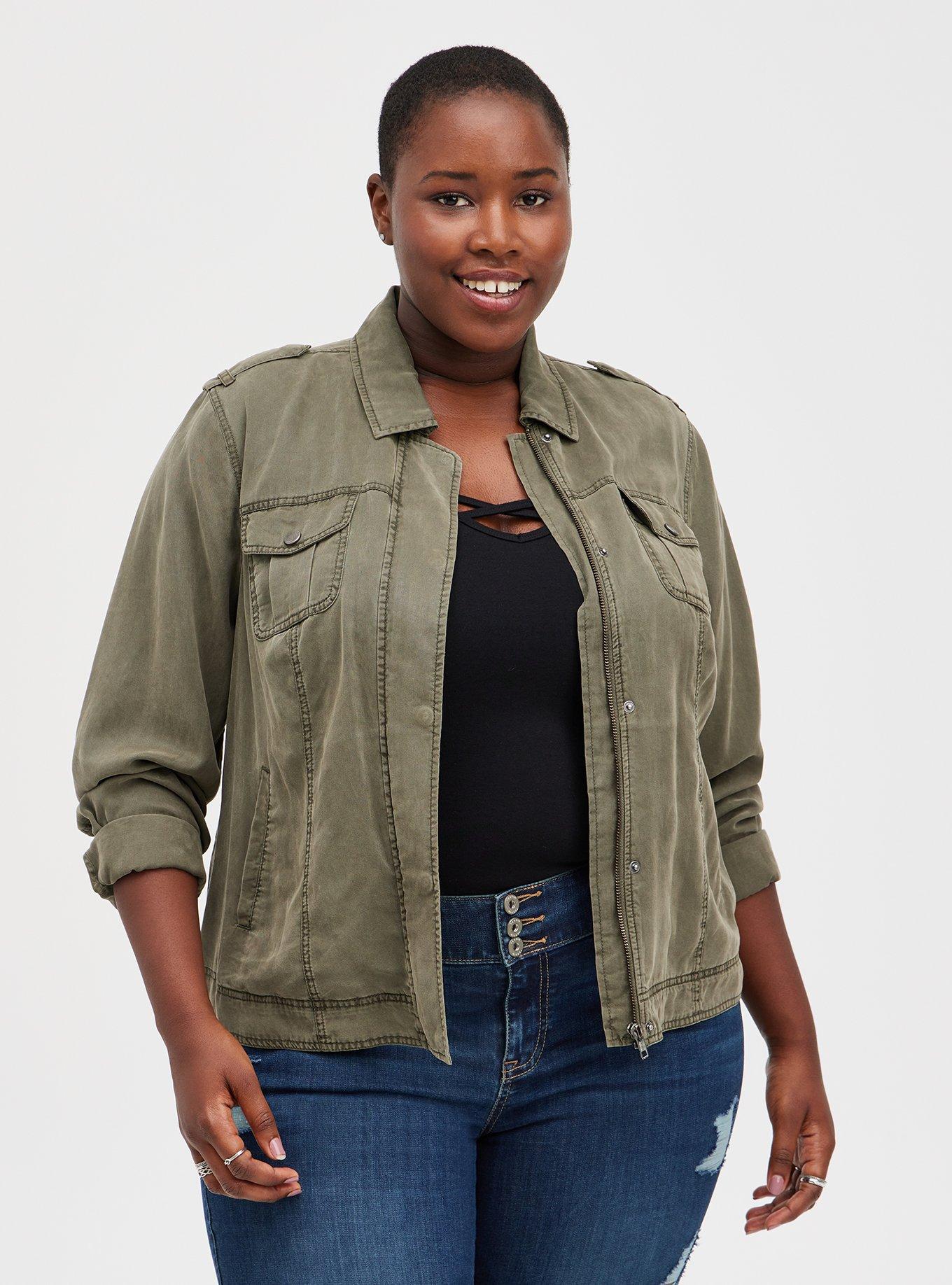 Torrid NWT Olive Green Tencel Bomber Size 3X Chest Pockets Full Zip Super Soft buy