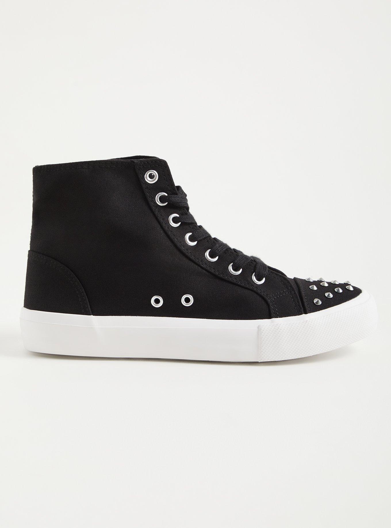 Studded Black Canvas High Top Sneaker