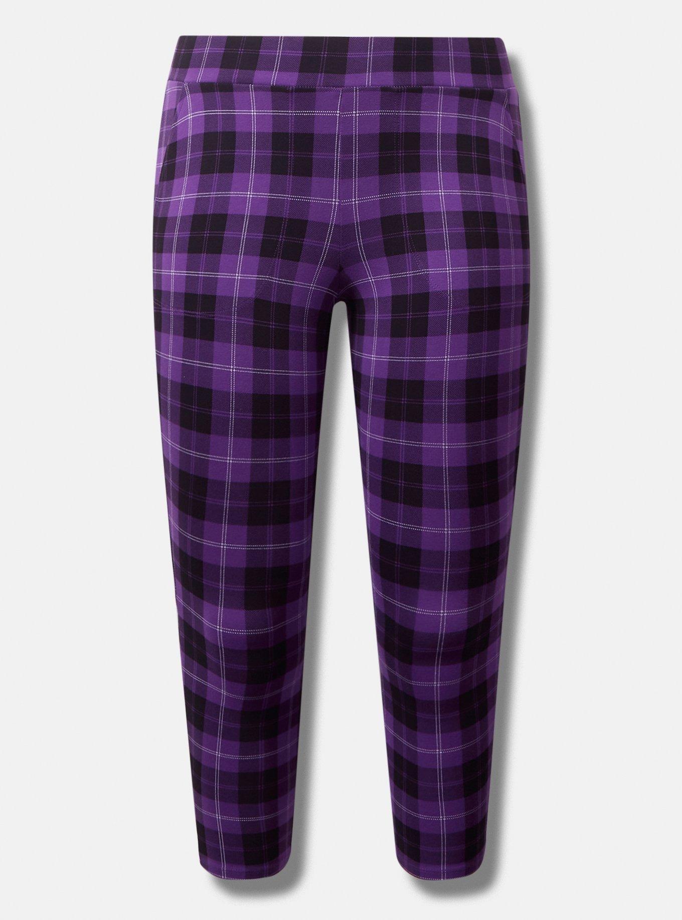 Crop Pocket Legging, PURPLE PLAID, hi-res