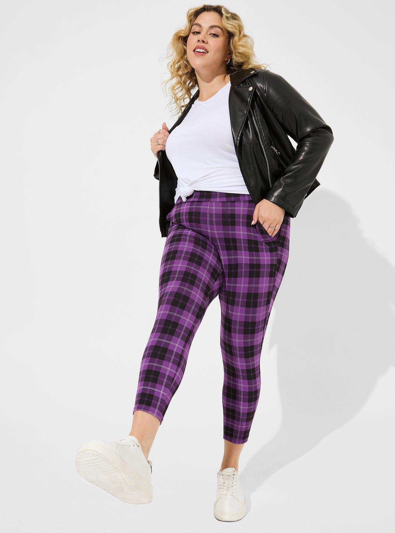 Crop Pocket Legging, PURPLE PLAID, hi-res