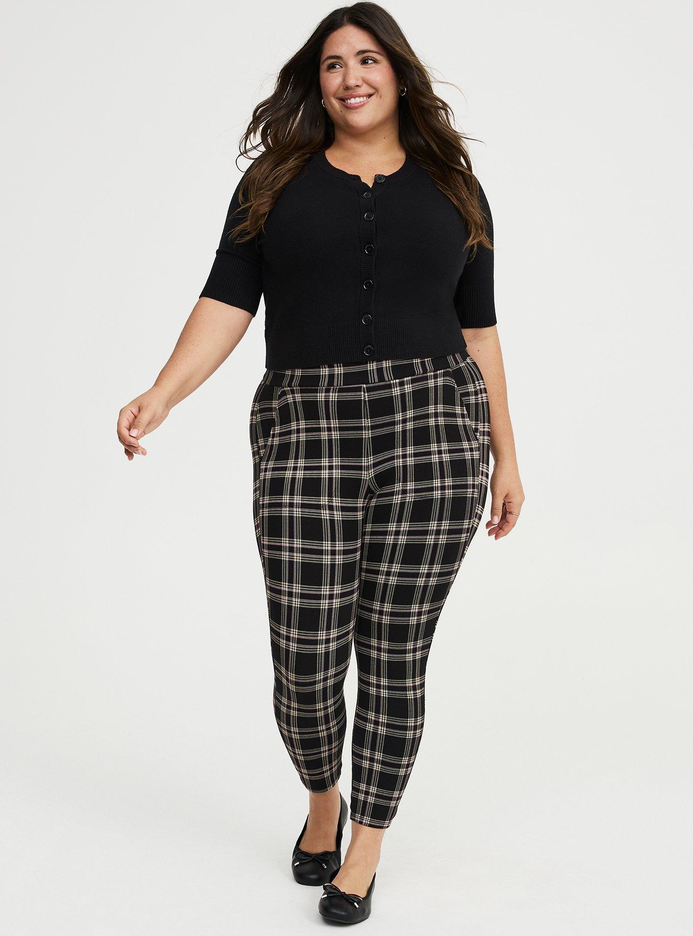 Crop Pocket Legging, EXTRA TEXTURE PLAID BLACK, hi-res