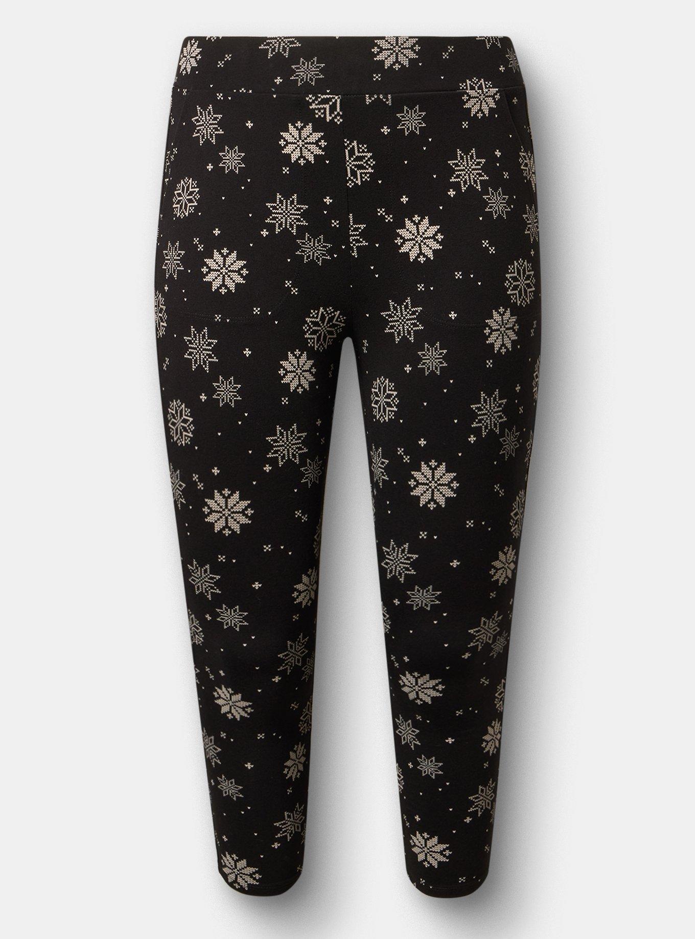 Crop Pocket Legging, KNIT SNOWFLAKES BLACK, flat