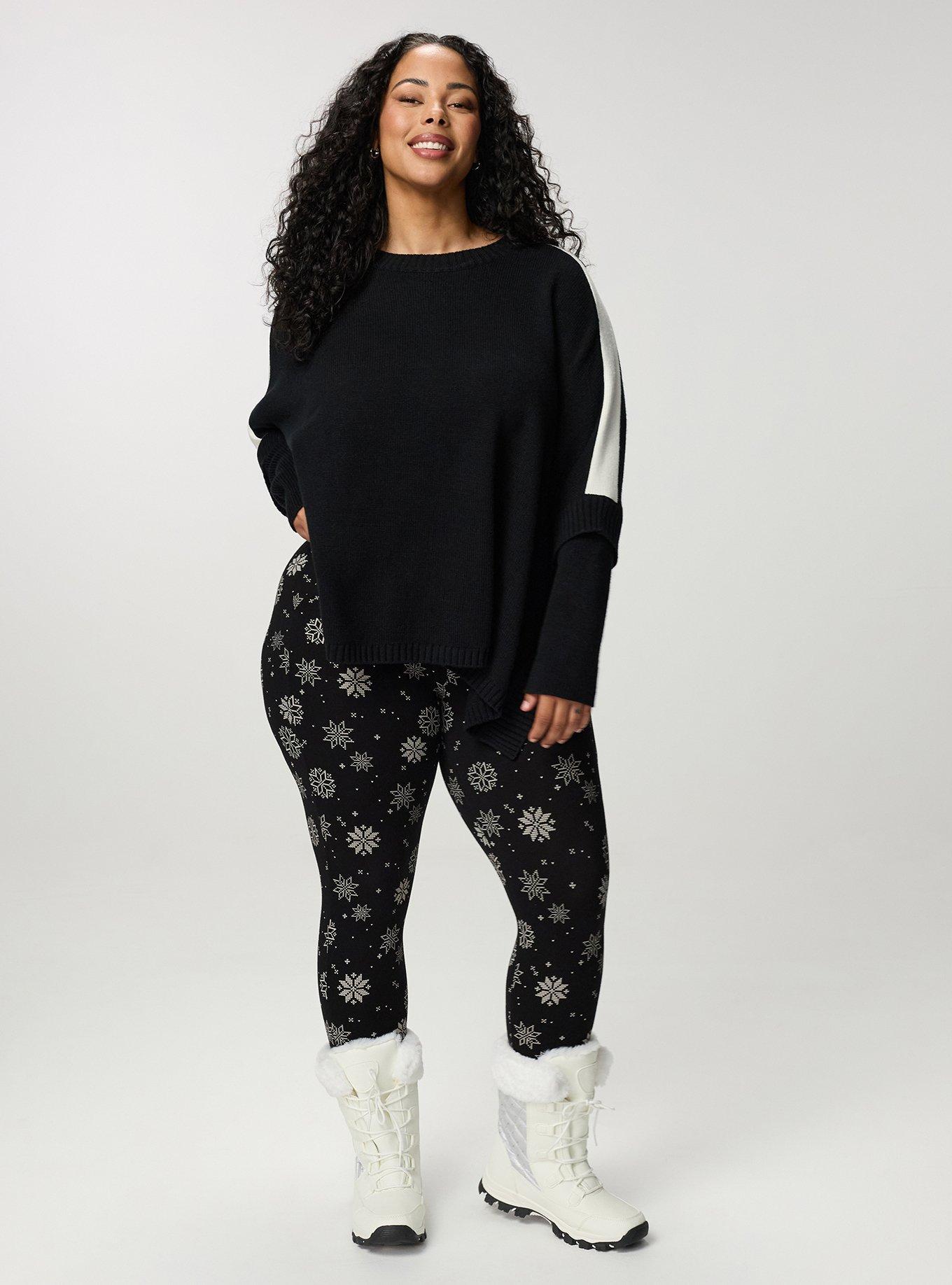 Crop Pocket Legging, KNIT SNOWFLAKES BLACK, hi-res