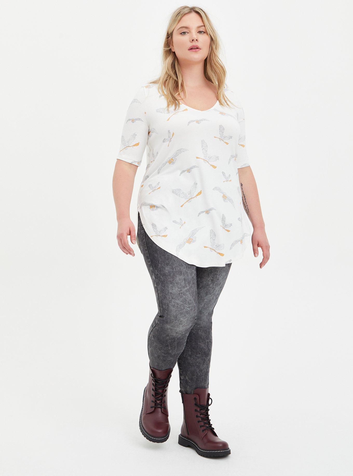 Plus Size Favorite Tunic - Super Soft Harry Potter Owl Broom White, MULTI, alternate