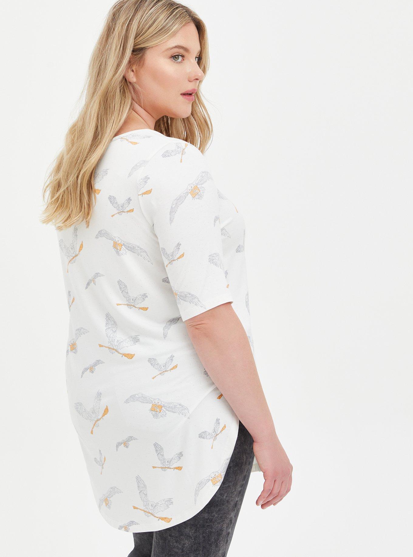 Plus Size Favorite Tunic - Super Soft Harry Potter Owl Broom White, MULTI, alternate
