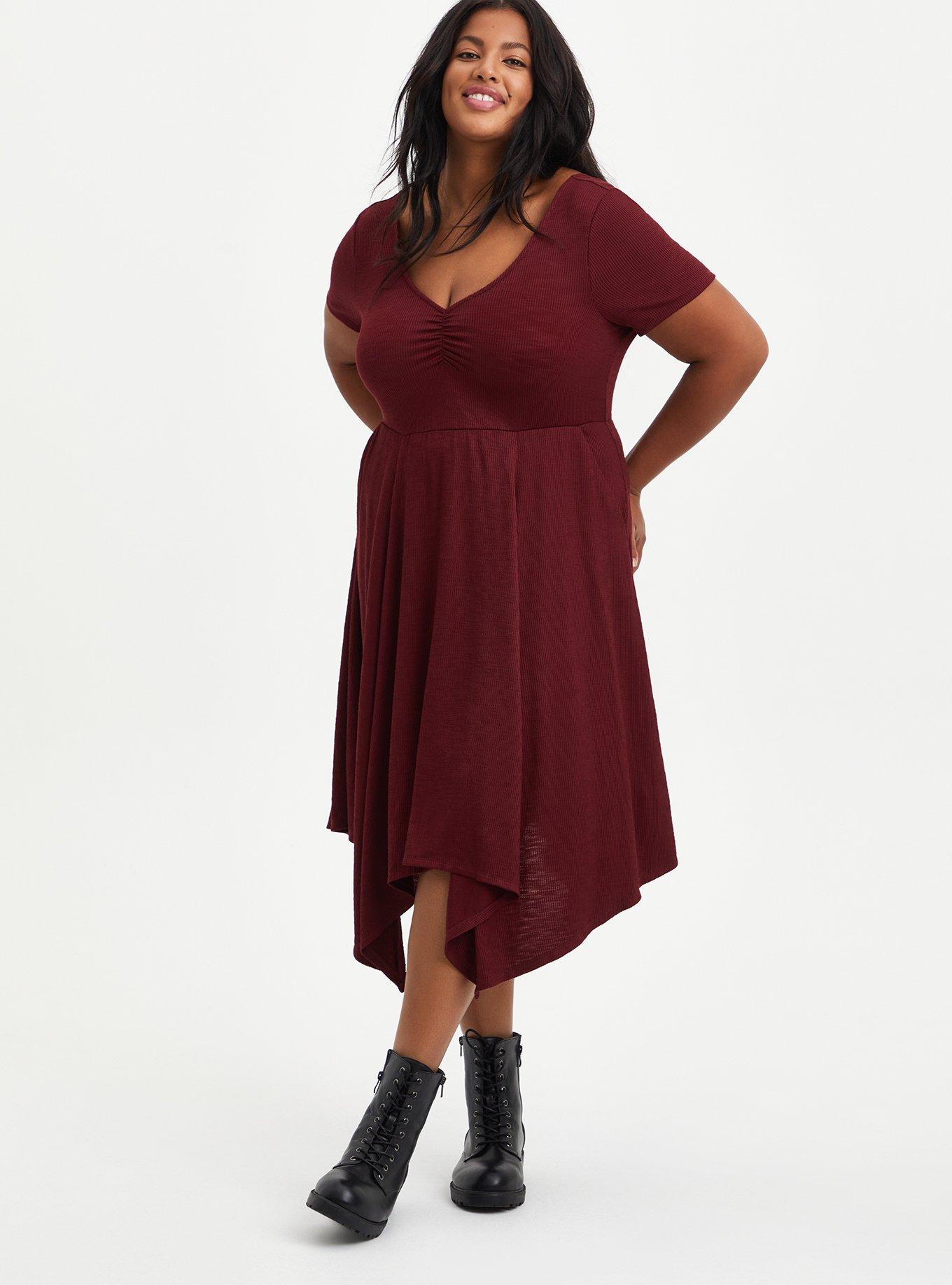 Plus Size - Midi Rib Knit Skater Dress - Torrid