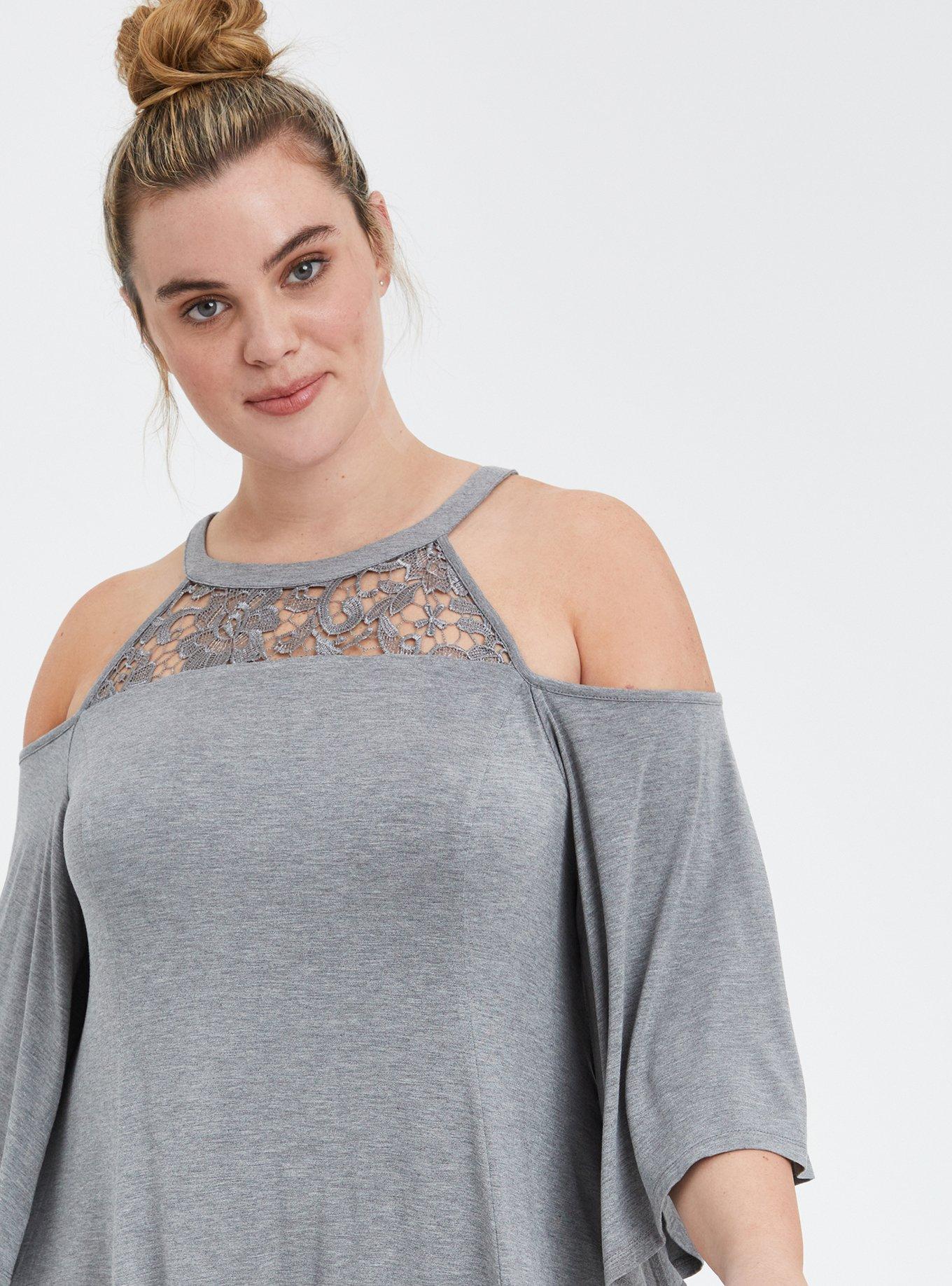 Mini Super Soft Cold Shoulder Dress, HEATHER GREY, alternate