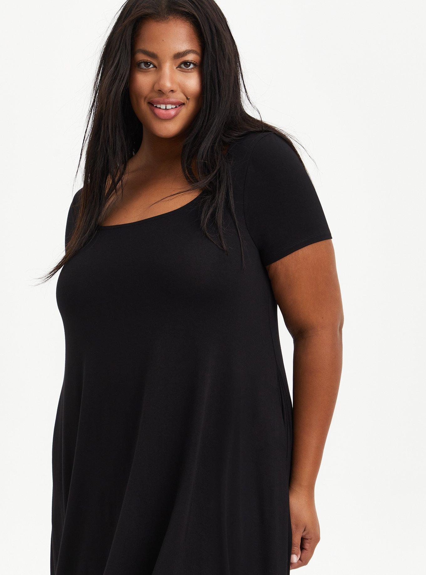 At The Knee Supersoft Hi-Low Dress, DEEP BLACK, alternate