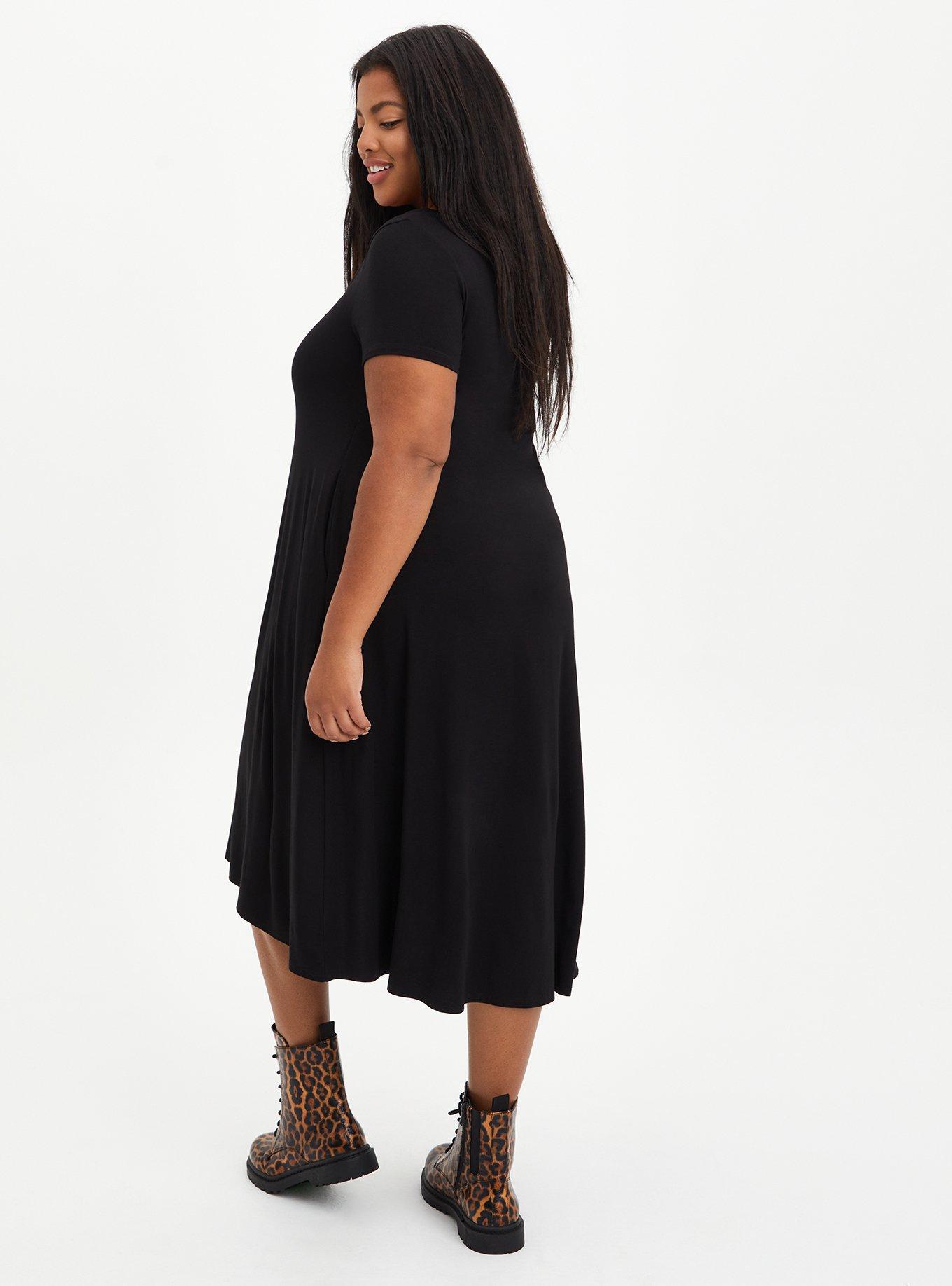 At The Knee Supersoft Hi-Low Dress, DEEP BLACK, alternate