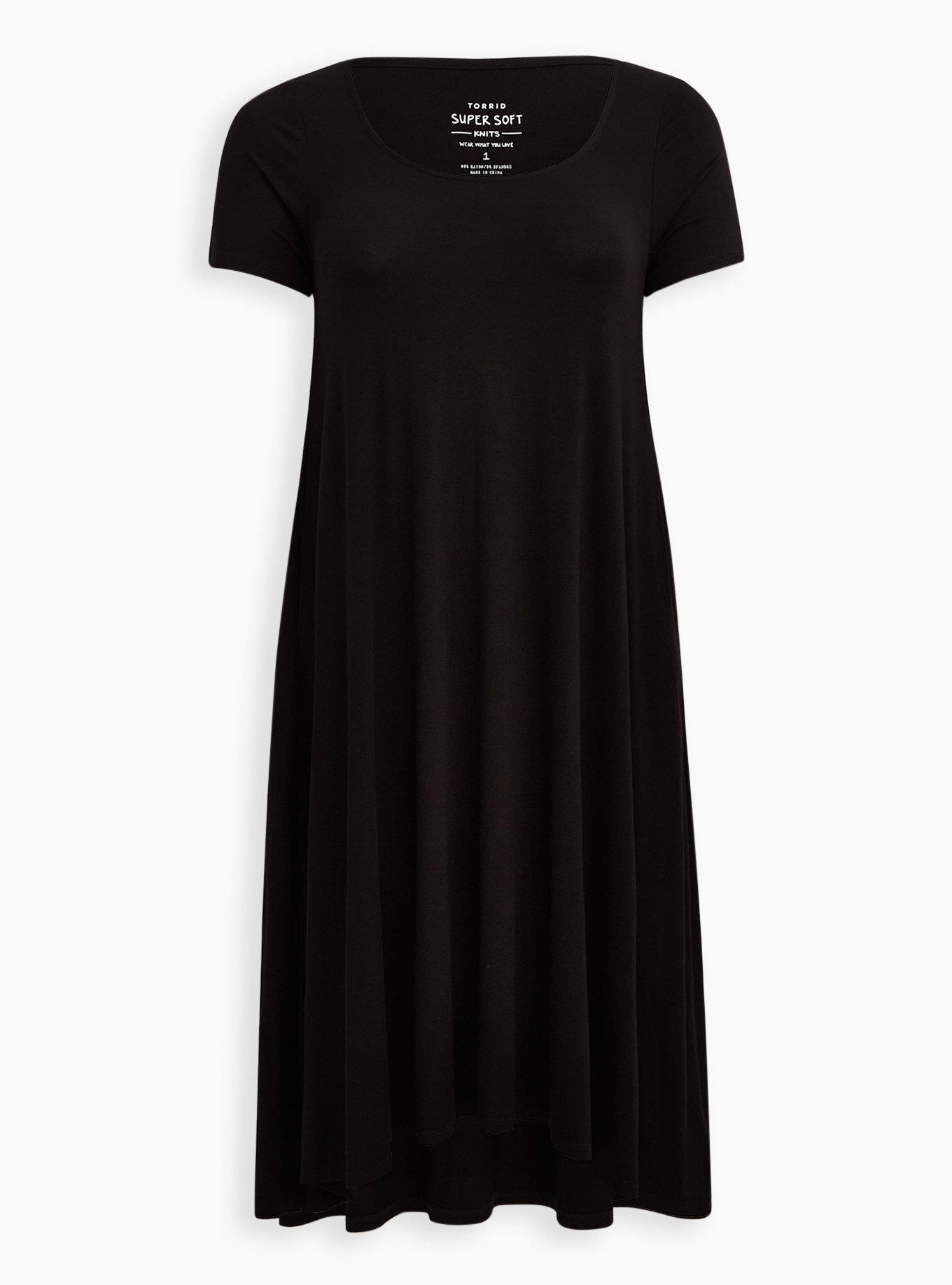 At The Knee Supersoft Hi-Low Dress, DEEP BLACK, hi-res