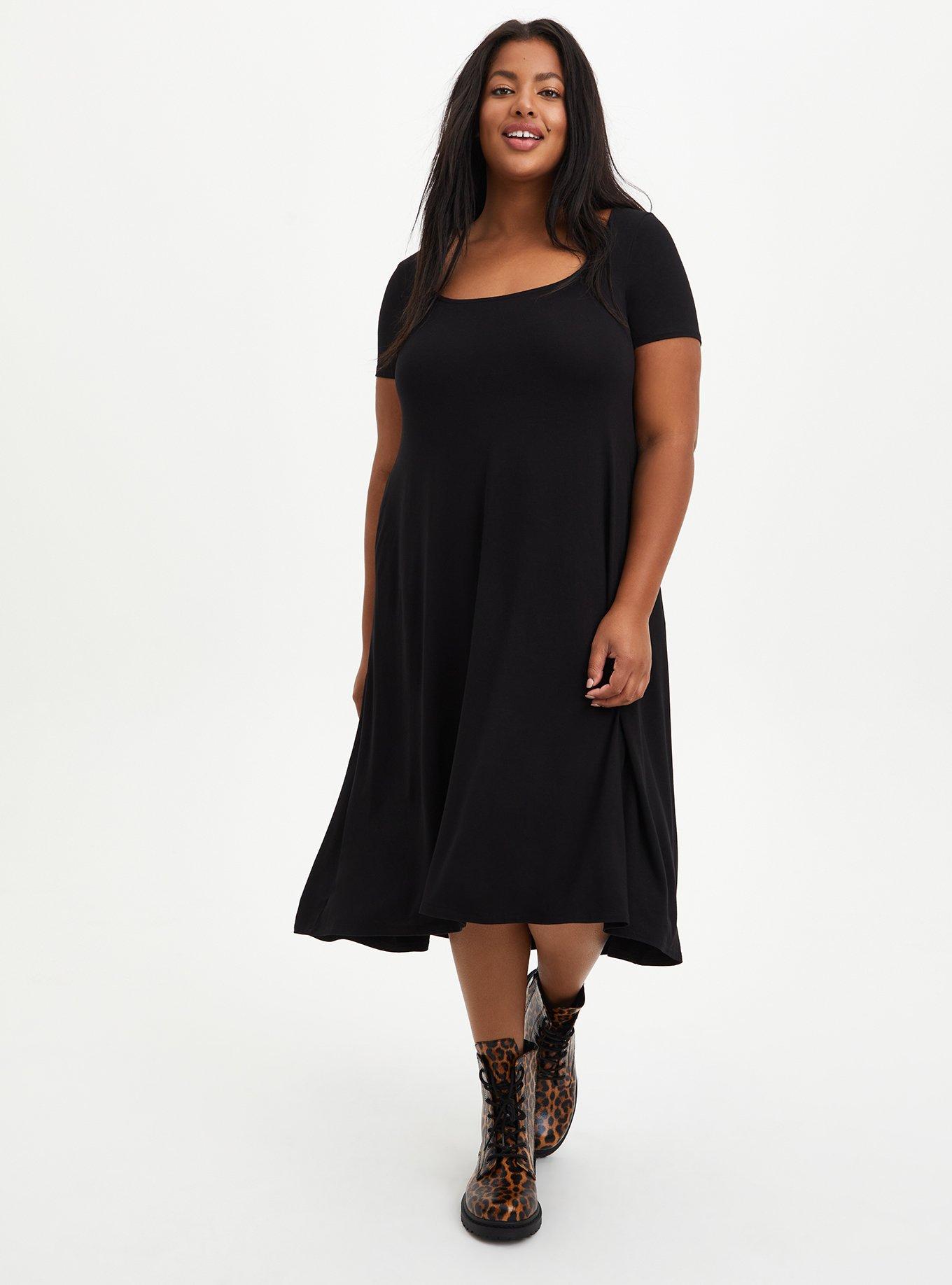 At The Knee Supersoft Hi-Low Dress, DEEP BLACK, hi-res