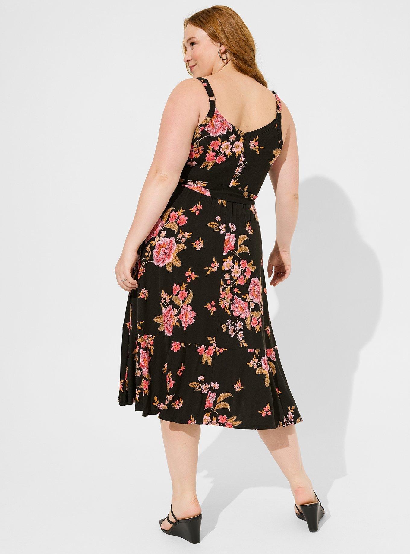 Plus Size Midi Super Soft Tie Waist Dress Torrid