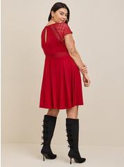 Mini Super Soft Lace Inset Skater Dress, RED, alternate