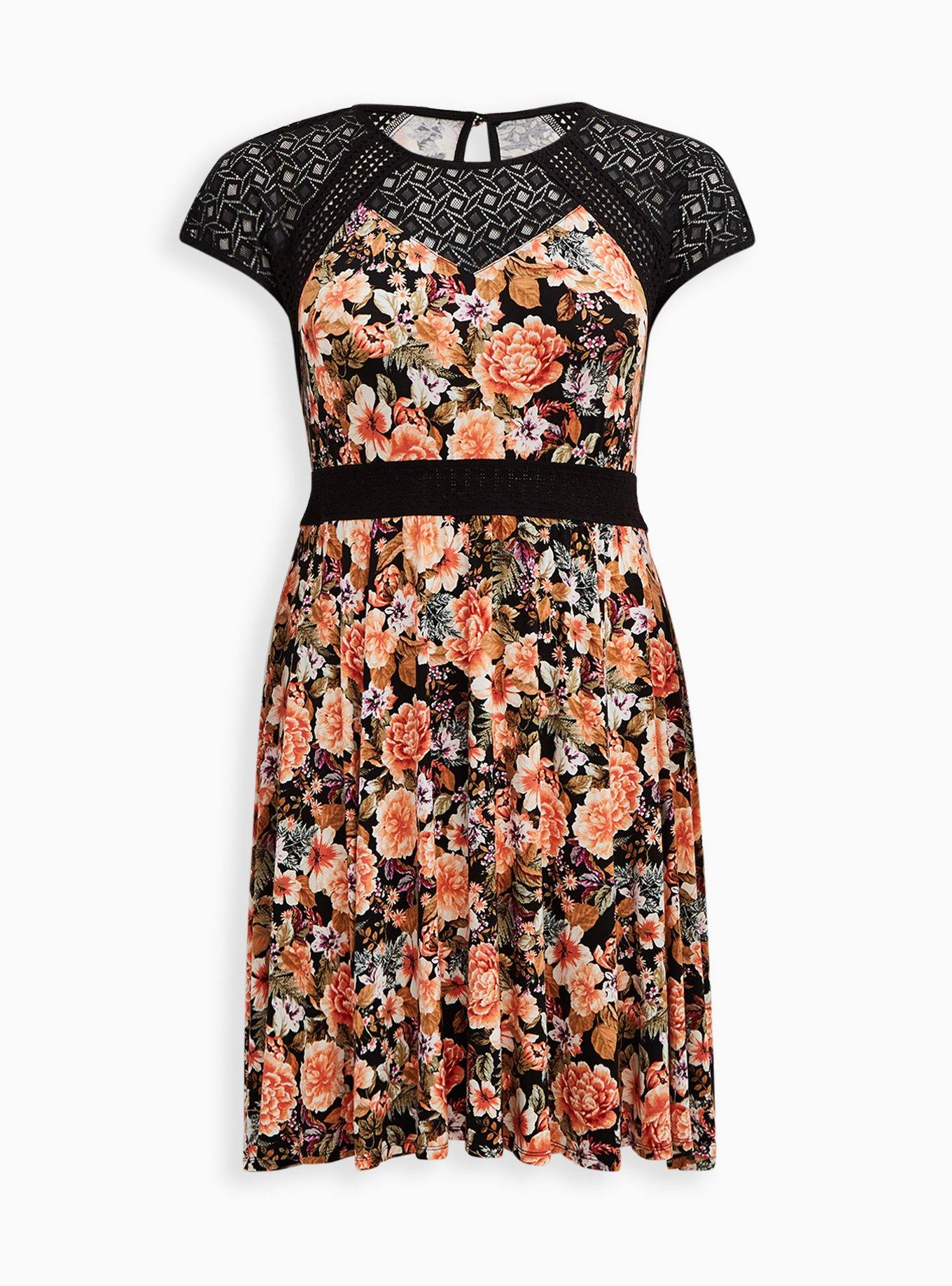 chinese dress ladies Black Lace Insert Halterneck Skater Dress | Dresses