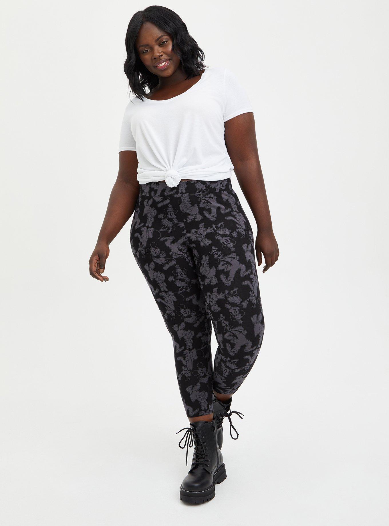 Plus Size Crop Legging - Disney Mickey & Friends Black Grey, BLACK GREY, alternate