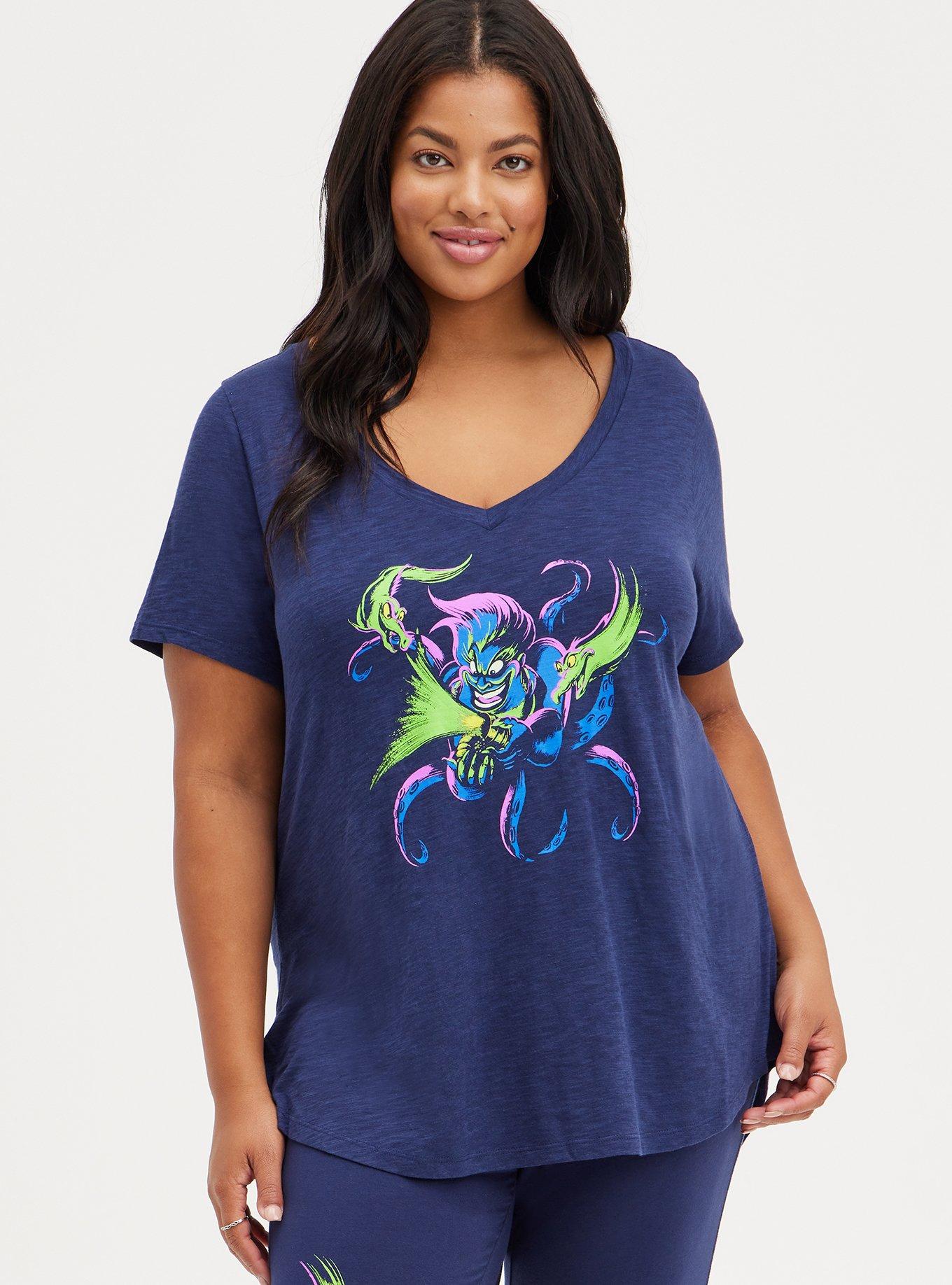 Plus Size Sleep Top - Disney Villains Ursula Neon , PEACOAT, hi-res