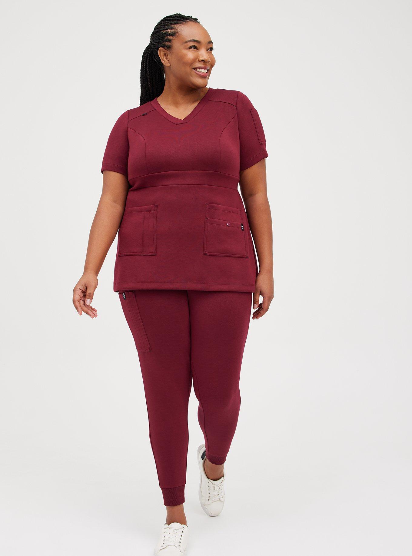 Torrid Strong Cupro Relaxed Jogger Scrub Pant, ZINFANDEL, alternate