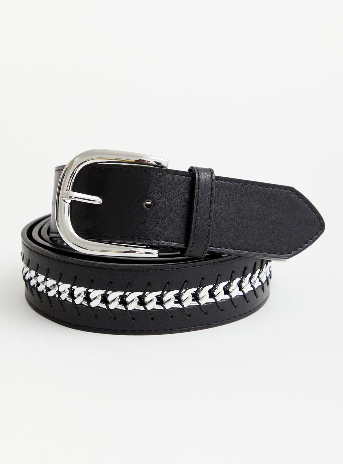 Plus Size - Black Link Faux Leather Belt - Torrid