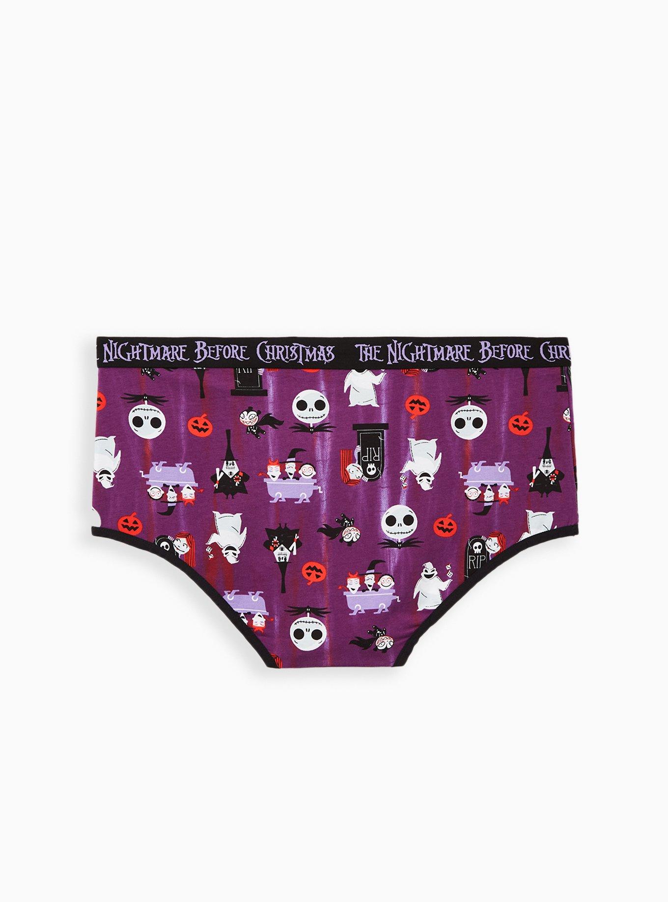 Plus Size Brief Panty - Cotton The Nightmare Before Christmas Purple, MULTI, alternate