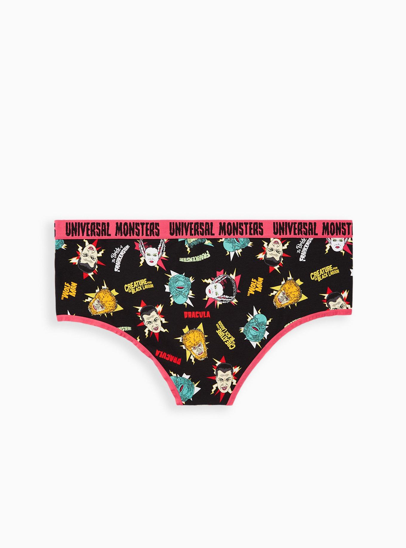 Plus Size Cheeky Panty - Cotton Universal Monsters Black, MULTI, alternate