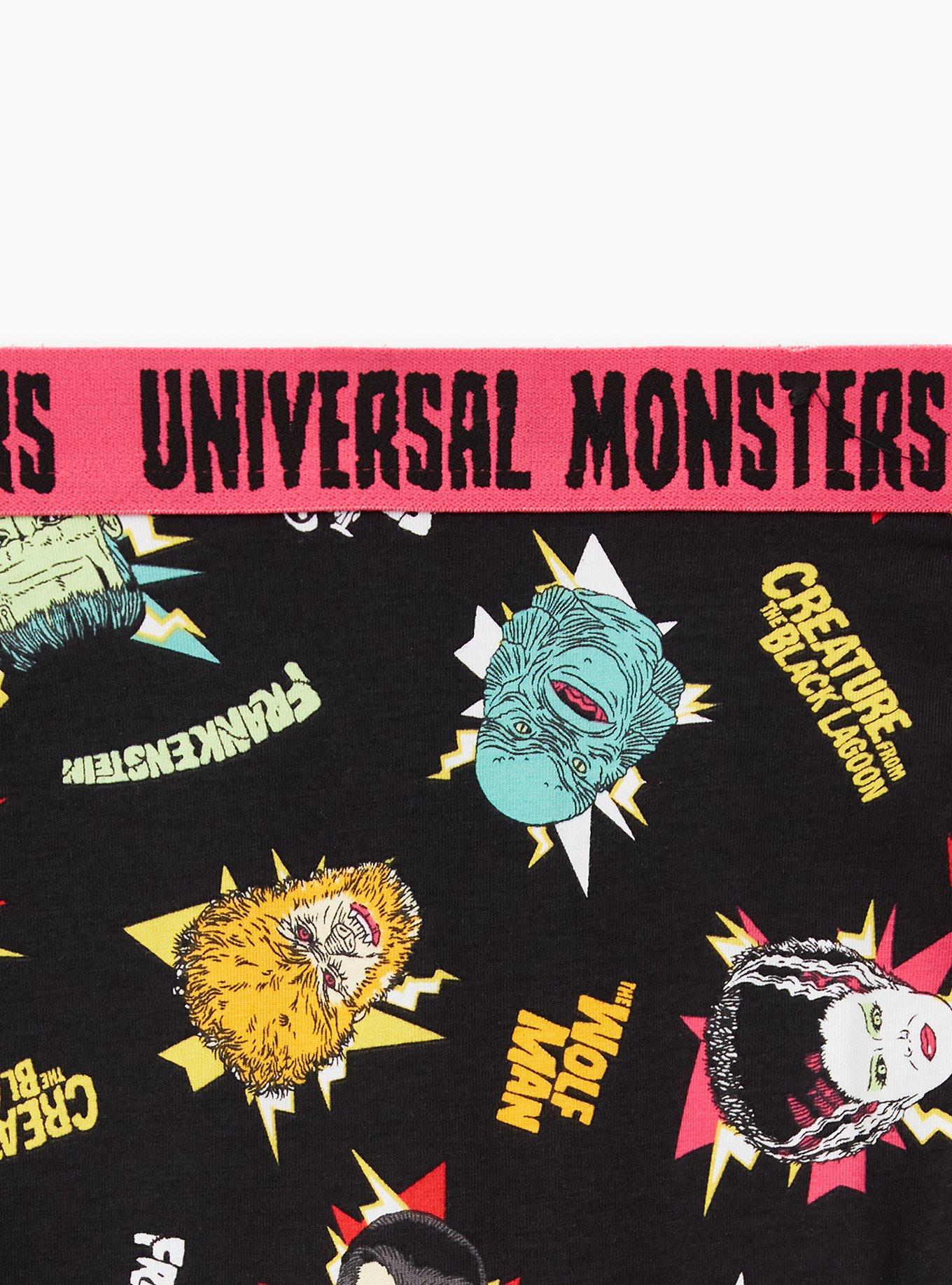 Plus Size Brief Panty - Cotton Universal Monsters Black, MULTI, alternate