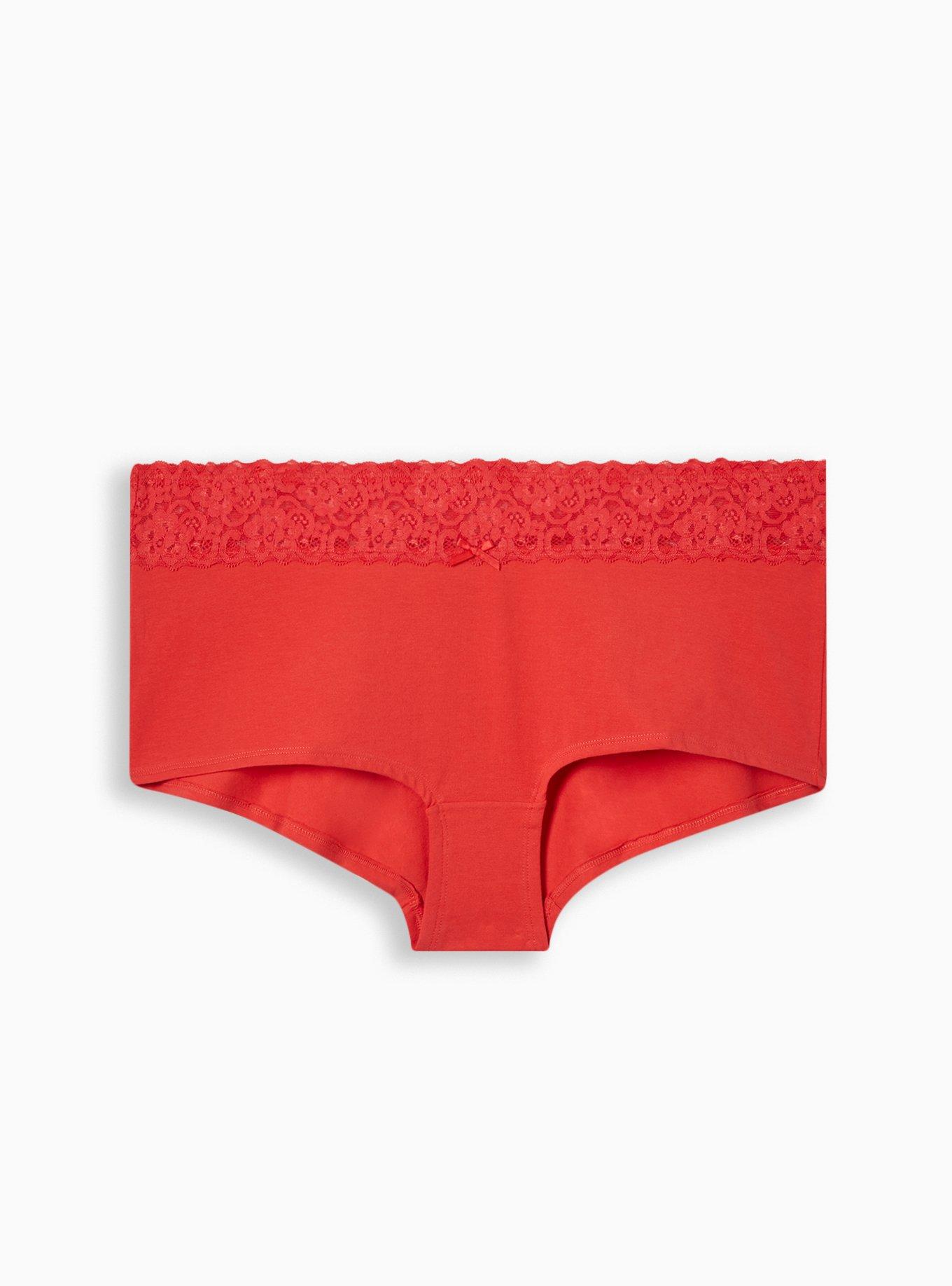 Plus Size Cotton MidRise Boyshort Lace Trim Panty Torrid