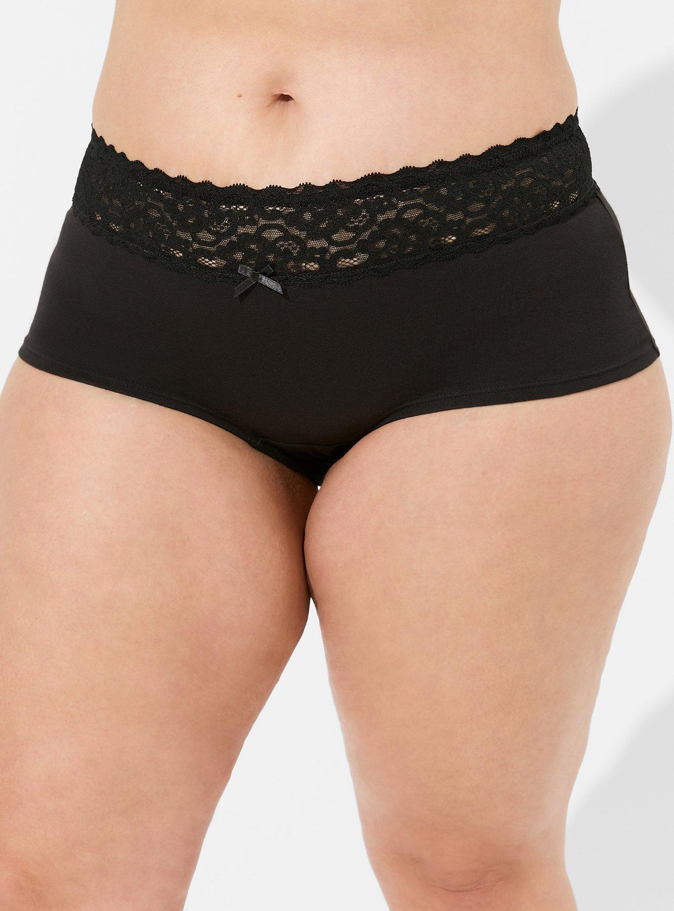 Plus Size Cotton MidRise Boyshort Lace Trim Panty Torrid