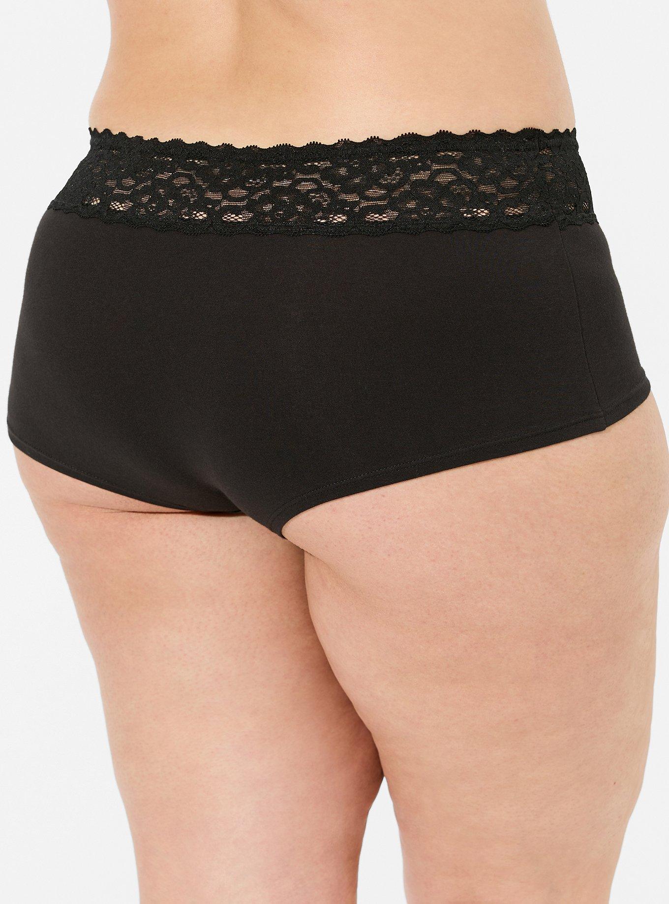 Plus Size Cotton MidRise Boyshort Lace Trim Panty Torrid
