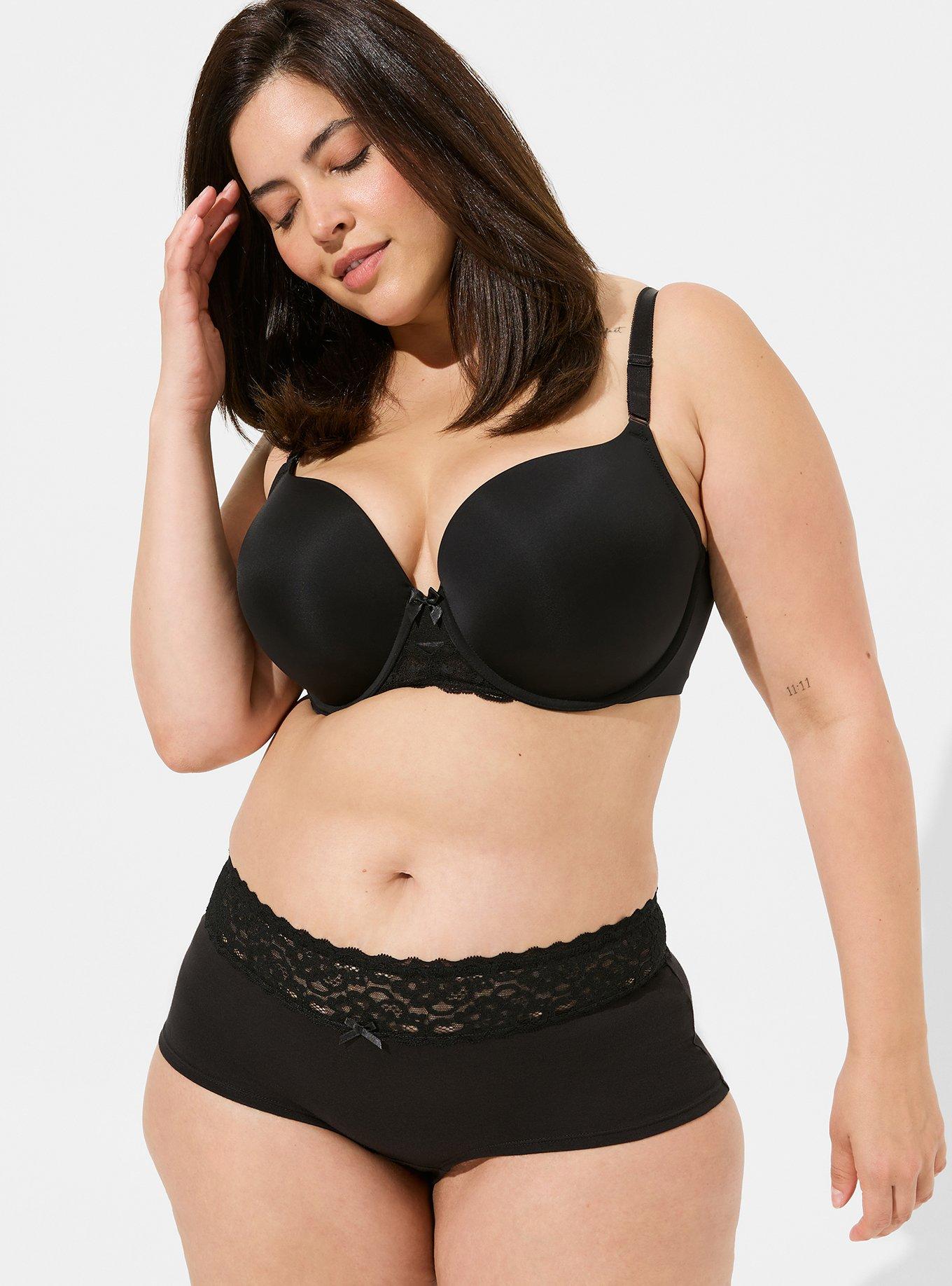Plus Size Cotton MidRise Boyshort Lace Trim Panty Torrid