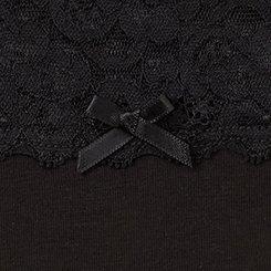 Cotton Mid-Rise Lace Trim Boyshort Panty, RICH BLACK, swatch