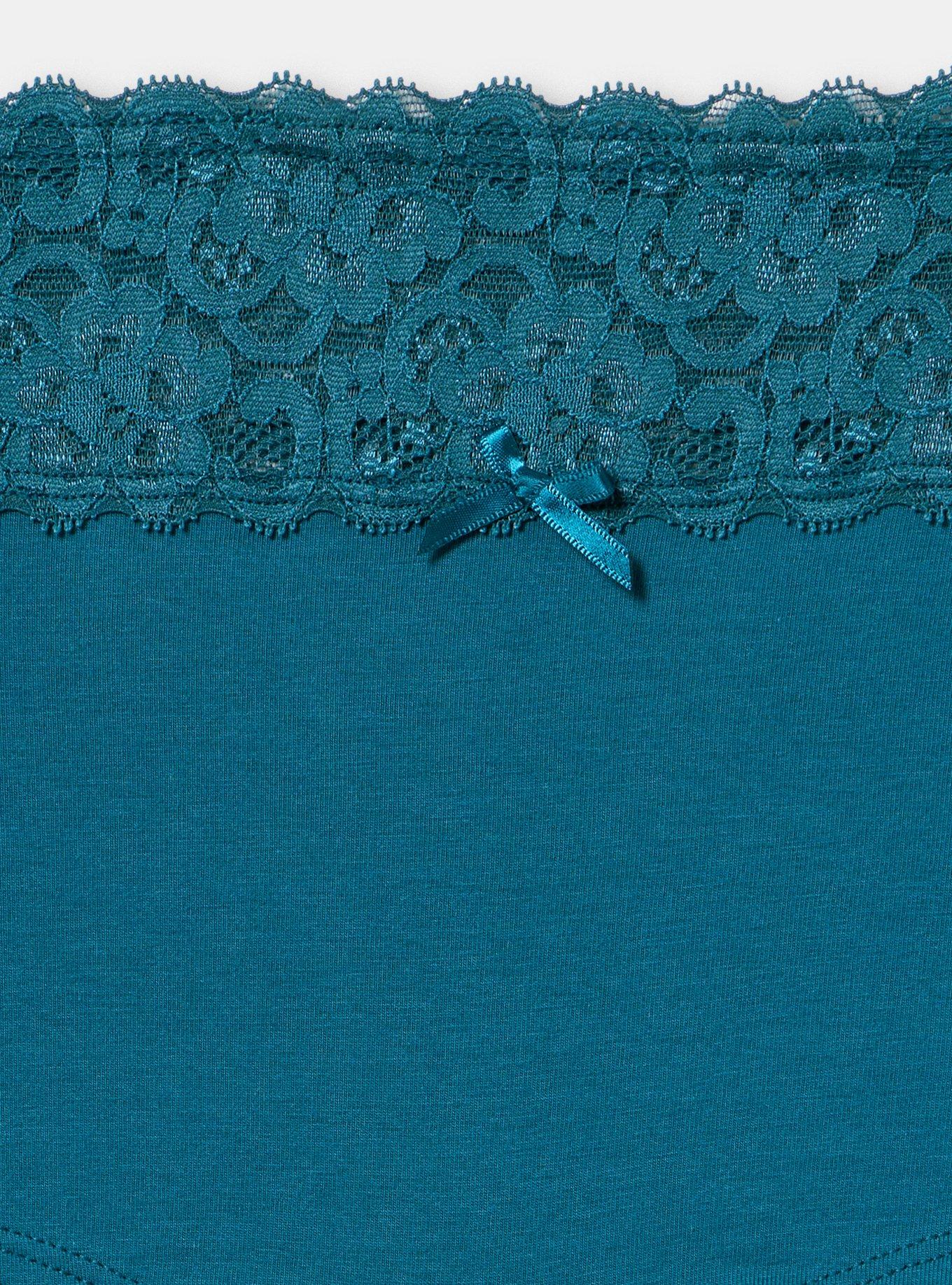 Cotton Mid-Rise Lace Trim Boyshort Panty, LEGION BLUE, alternate