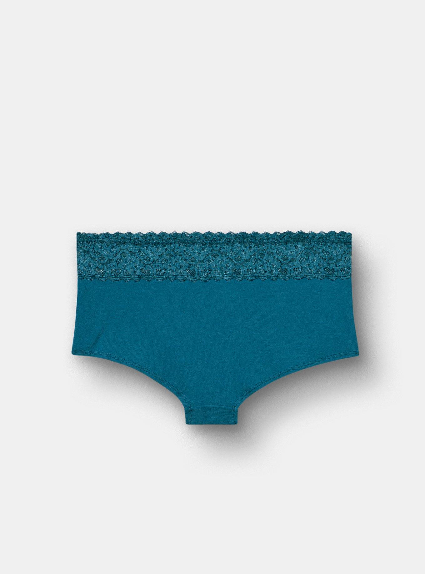 Cotton Mid-Rise Lace Trim Boyshort Panty, LEGION BLUE, alternate