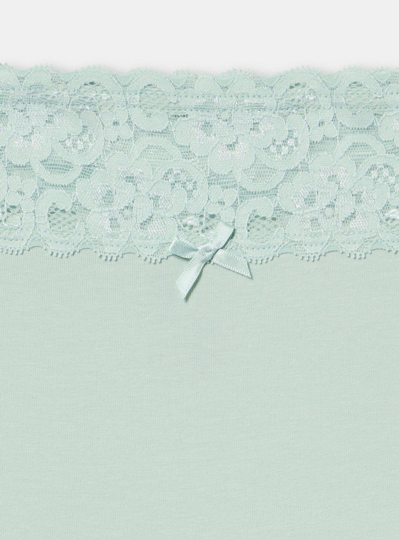 Cotton Mid-Rise Lace Trim Boyshort Panty, HARBOR GREY, alternate