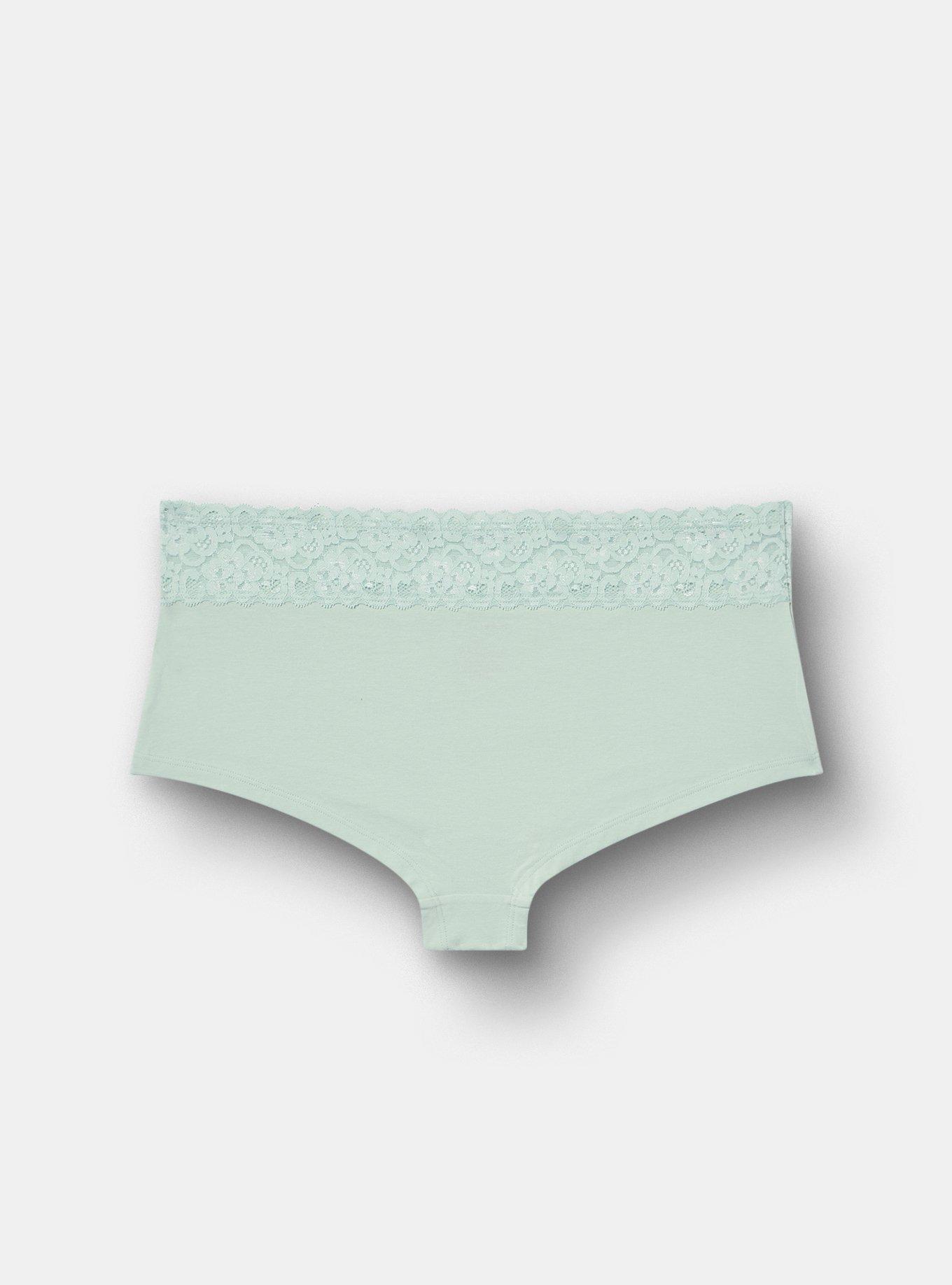 Cotton Mid-Rise Lace Trim Boyshort Panty, HARBOR GREY, alternate
