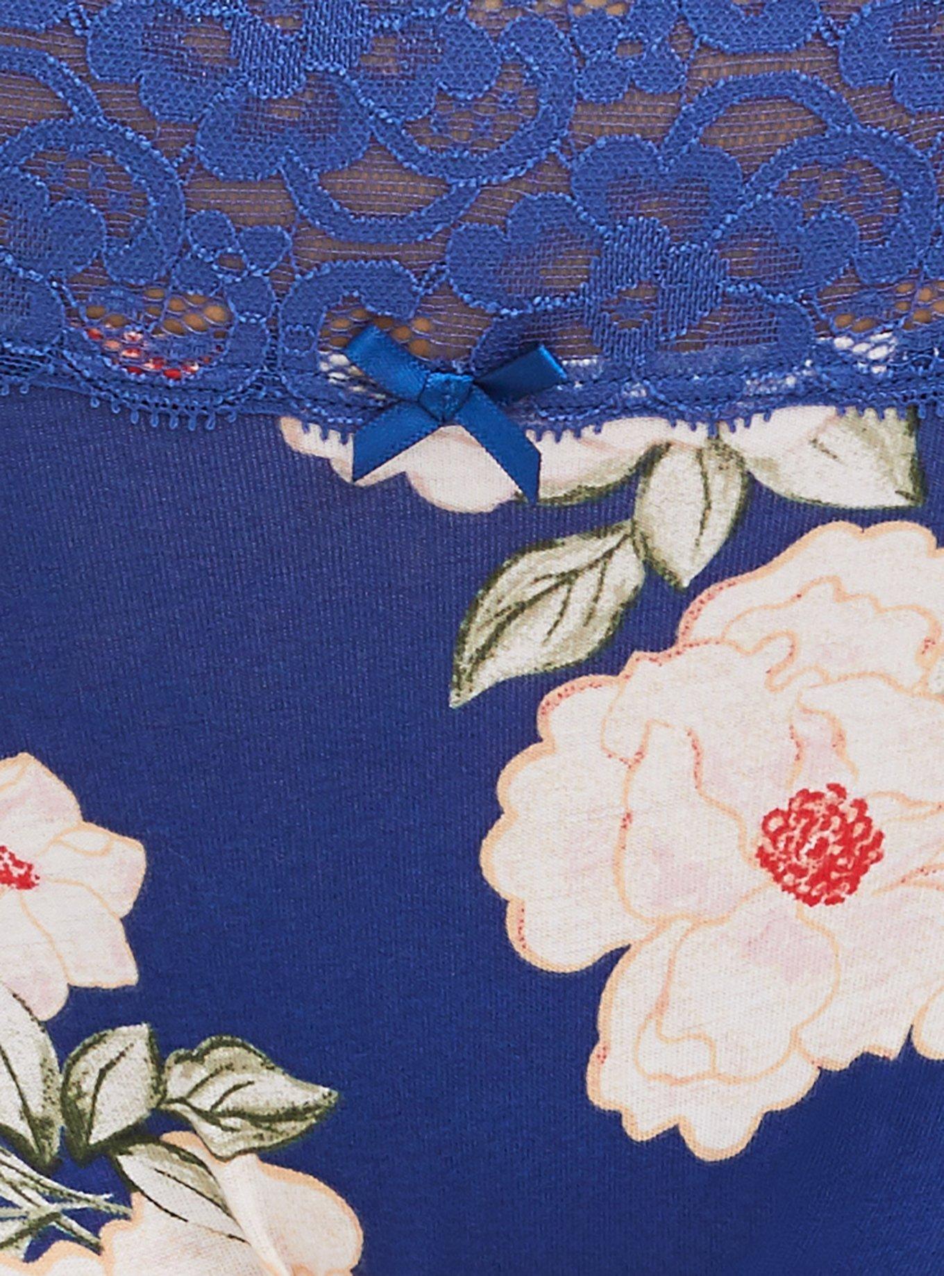 Cotton Mid-Rise Lace Trim Boyshort Panty, SWEET SWEEP FLORAL, alternate