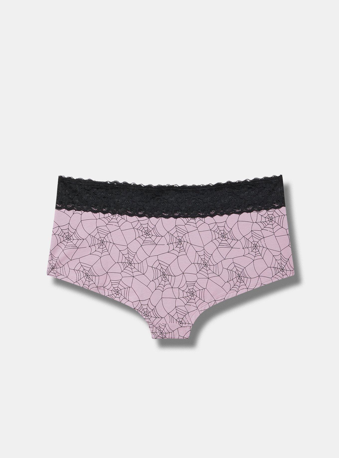 Cotton Mid-Rise Lace Trim Boyshort Panty