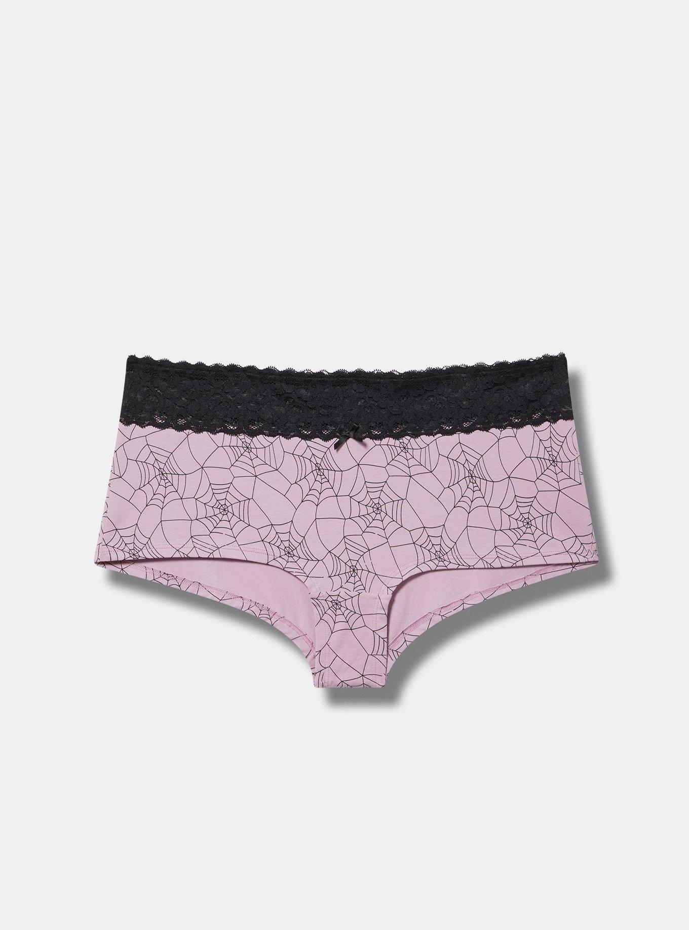 Cotton Mid-Rise Lace Trim Boyshort Panty