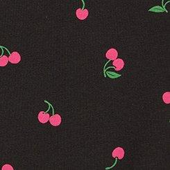 Cotton Mid-Rise Lace Trim Boyshort Panty, MON CHERRIES RICH BLACK, swatch
