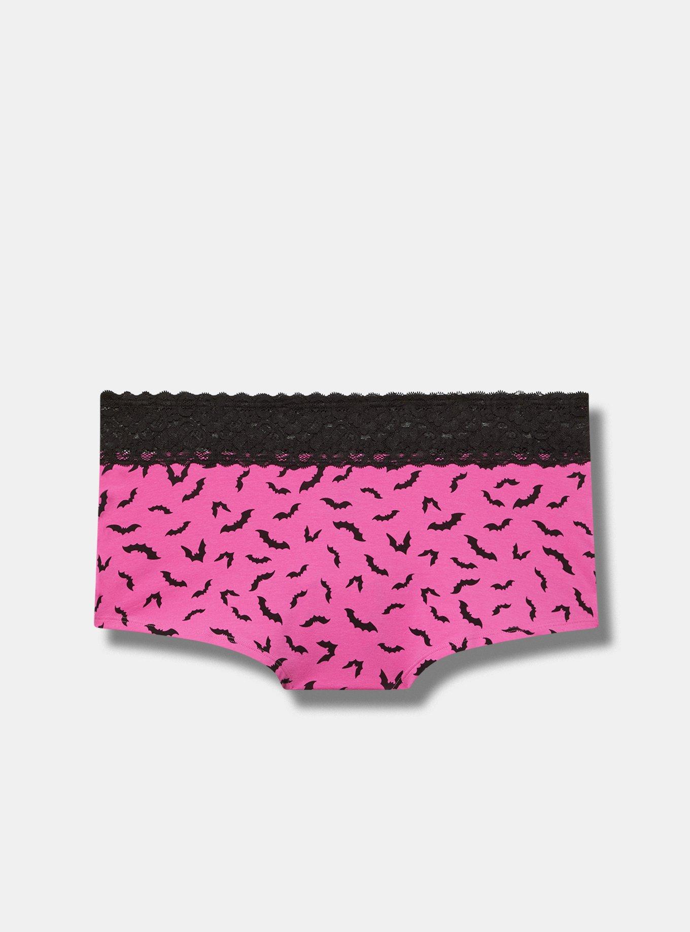 Cotton Mid-Rise Lace Trim Boyshort Panty