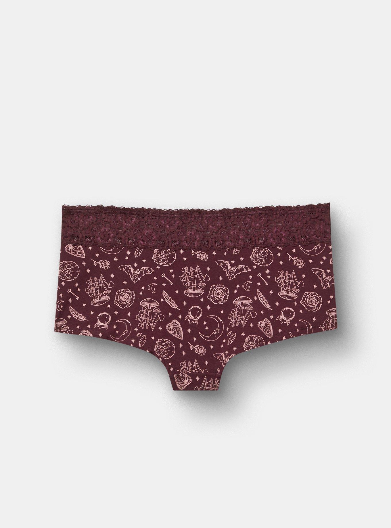 Cotton Mid-Rise Lace Trim Boyshort Panty